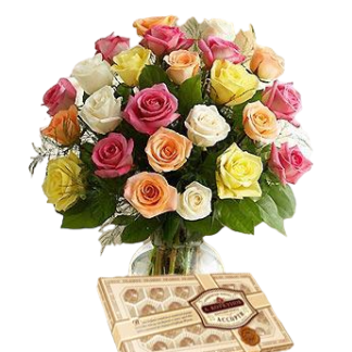 25 colorful roses with chokolates | Flower Delivery Nalchik