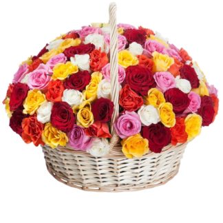 51 colorful roses in the basket | Flower Delivery Nalchik